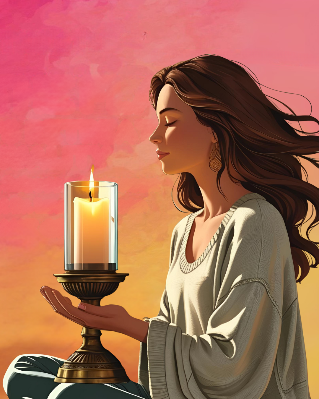 Woman with Candlestick Flame